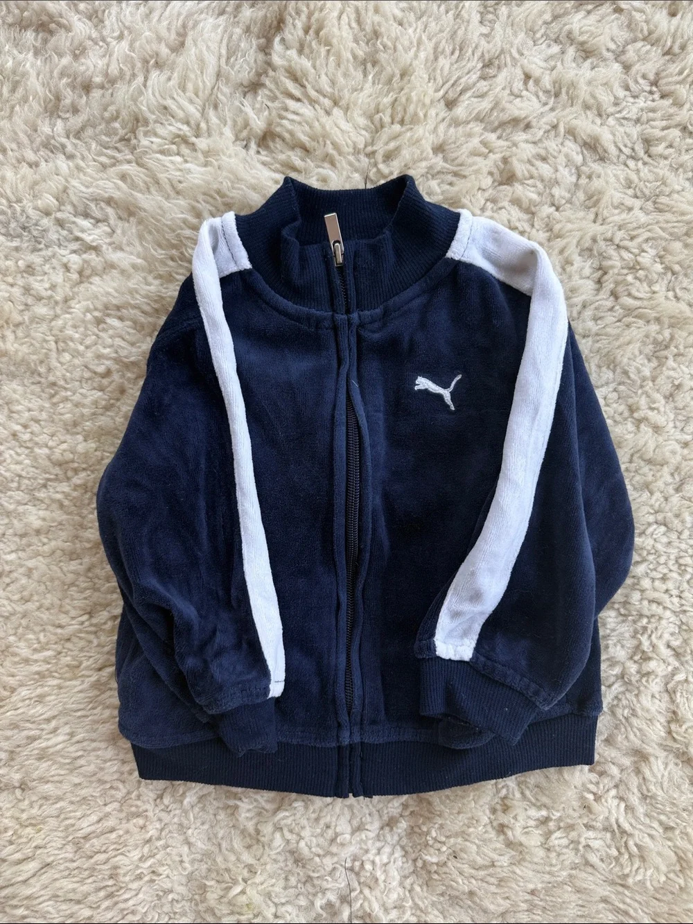 Boys Puma Navy and White Velour Two-Piece Track Set - Picture 2 of 3